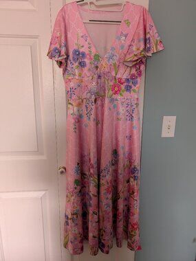 Blackmilk Pink Floral V-Neck Maxi Dress